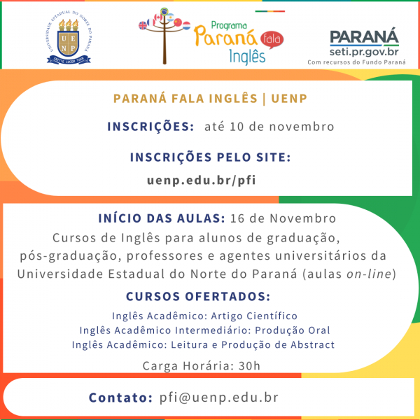Paraná Fala Inglês abre inscrições para cursos do segundo semestre de 2021